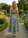 Jacquard A-Line Strapless Pleated Mother of the Bride Dresses
