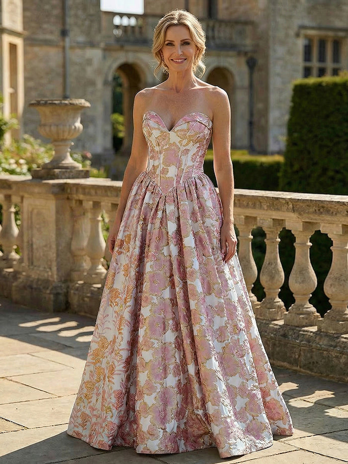 Jacquard A-Line Sweetheart Pleated Mother of the Bride Dresses