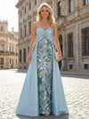 Satin A-Line Sequin Embroidery Mother of the Bride Dresses with Cape