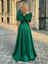 Satin A-Line Asymmetric Neck Pleated Mother of the Bride Dresses