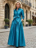 Satin A-Line High Neck Bow Mother of the Bride Dresses