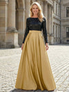 Satin A-Line Crew Neck Splicing Mother of the Bride Dresses