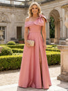 Satin A-Line Asymmetric Neck Side Slit Mother of the Bride Dresses