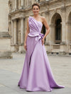 Satin A-Line One Shoulder Ruffles Mother of the Bride Dresses