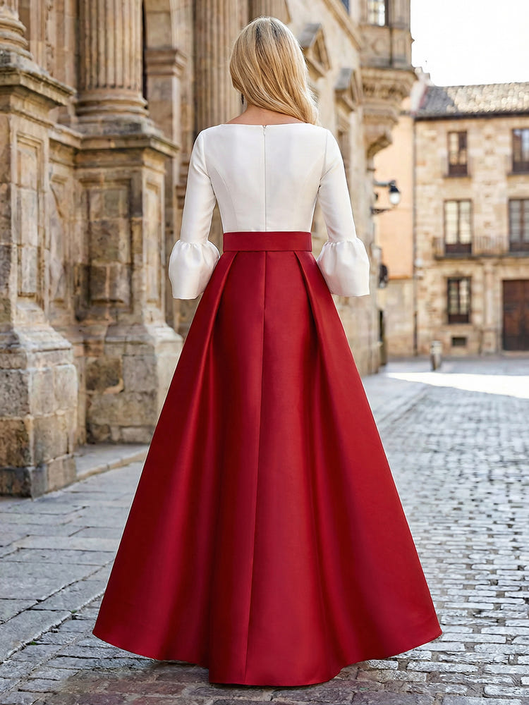 Satin Sheath V Neck Sash Mother of the Bride Dresses