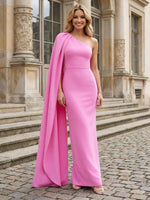 Satin Sheath One Shoulder Scarf Mother of the Bride Dresses