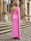Satin Sheath One Shoulder Scarf Mother of the Bride Dresses