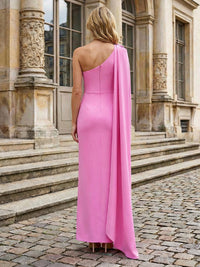 Satin Sheath One Shoulder Scarf Mother of the Bride Dresses