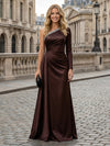 Satin A-Line One Shoulder Rhinestone Mother of the Bride Dresses