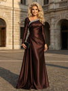 Satin A-Line Asymmetric Neck Rhinestone Mother of the Bride Dresses