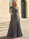 Satin A-Line One Shoulder Bow Mother of the Bride Dresses