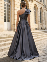 Satin A-Line One Shoulder Bow Mother of the Bride Dresses