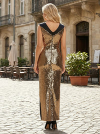 Sequin Sheath V Neck Glitter Mother of the Bride Dresses