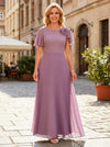 Chiffon Pleated Mother of the Bride Dresses with 3D Flowers