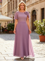 Chiffon Pleated Mother of the Bride Dresses with 3D Flowers