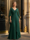 Chiffon V Neck Mother of the Bride Dresses with Ruffles