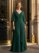 Chiffon V Neck Mother of the Bride Dresses with Ruffles