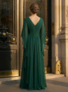 Chiffon V Neck Mother of the Bride Dresses with Ruffles