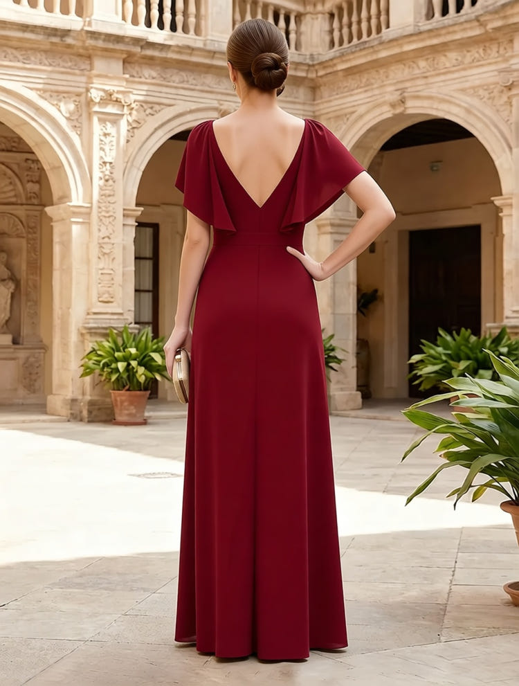 Chiffon Pleated Mother of the Bride Dresses with Side Slit