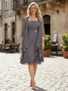 2 Pieces Chiffon Pleated Mother of the Bride Dresses with Jacket
