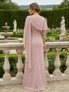 Chiffon Mermaid Crew Neck Side Slit Mother of the Bride Dresses with Caps