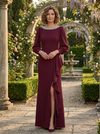 Chiffon Mermaid Crew Neck Rhinestone Mother of the Bride Dresses