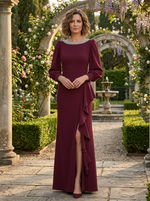 Chiffon Mermaid Crew Neck Rhinestone Mother of the Bride Dresses