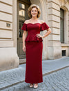 Satin Mermaid Off the Shoulder Ruffles Mother of the Bride Dresses