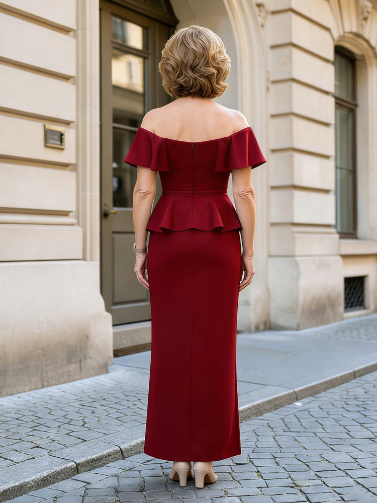 Satin Mermaid Off the Shoulder Ruffles Mother of the Bride Dresses