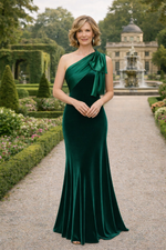Velvet Mermaid One Shoulder Bow Mother of the Bride Dresses