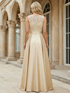 Satin A-Line Crew Neck Lace Applique  Mother of the Bride Dresses