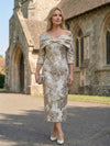 Satin Jacquard Sheath Pleated Mother of the Bride Dresses