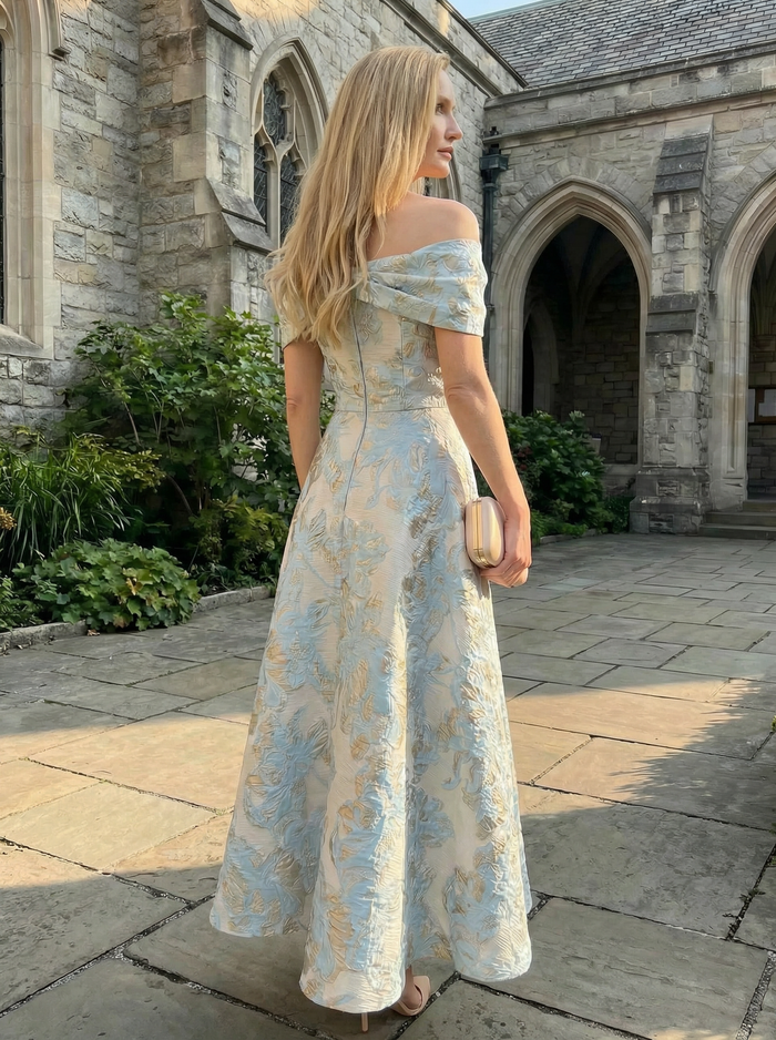 Satin Jacquard A-Line Pleated Mother of the Bride Dresses