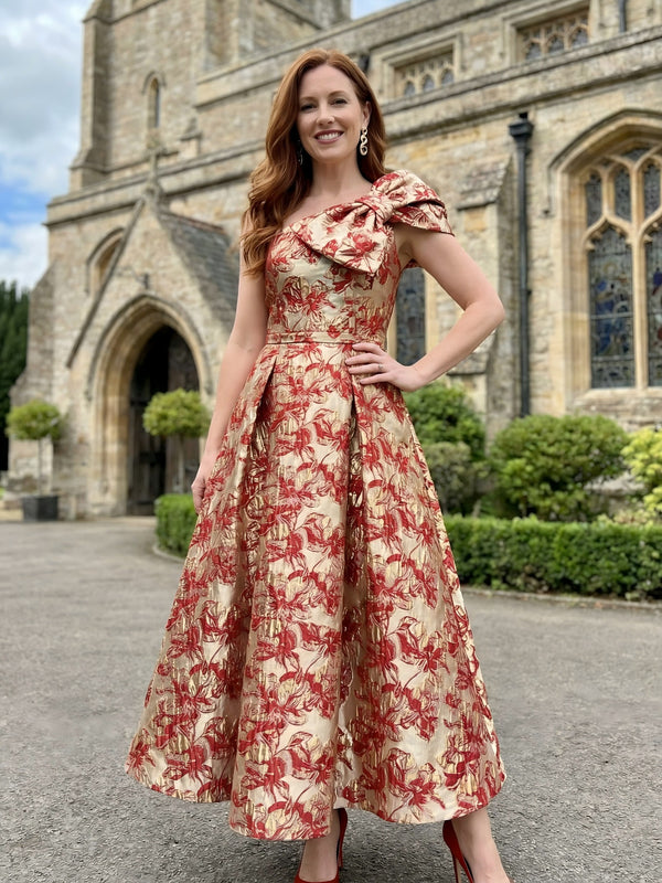 One Shoulder Satin Mother of the Bride Dresses with Bow