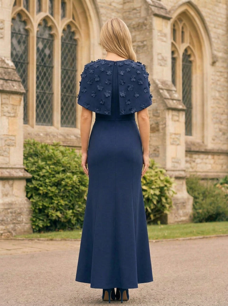V Neck Short Sleeves Satin Mother of the Bride Dresses with Caps