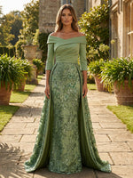 Sequin Embroidery Sheath Off the Shoulder Mother of the Bride Dresses