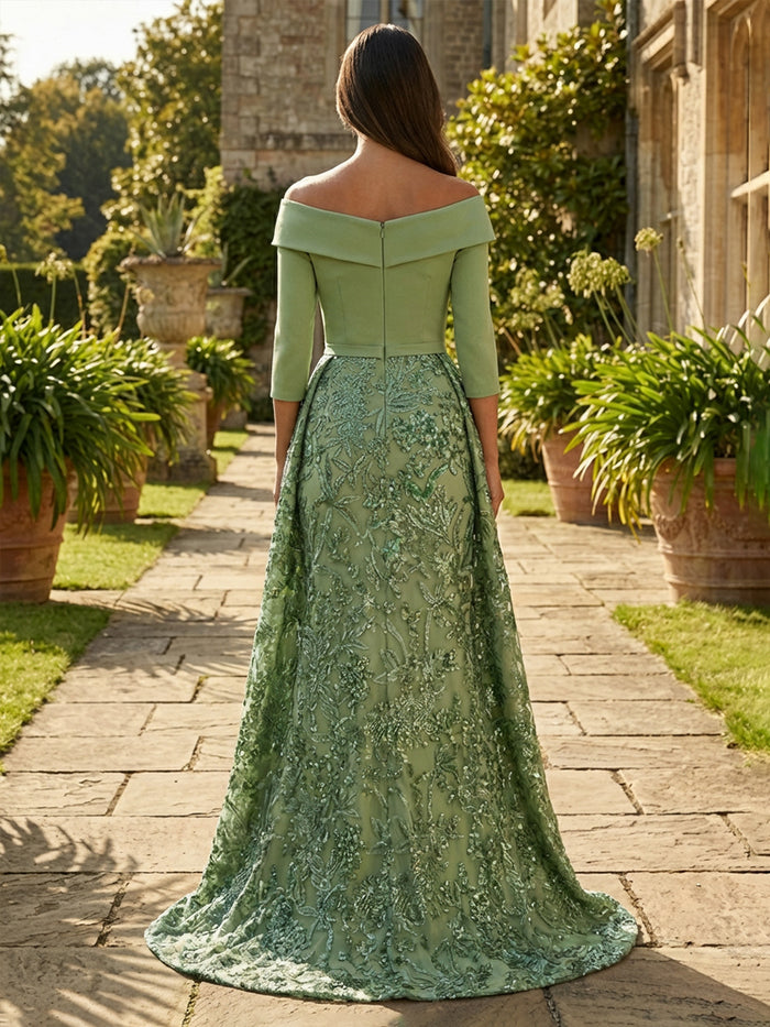 Sequin Embroidery Sheath Off the Shoulder Mother of the Bride Dresses