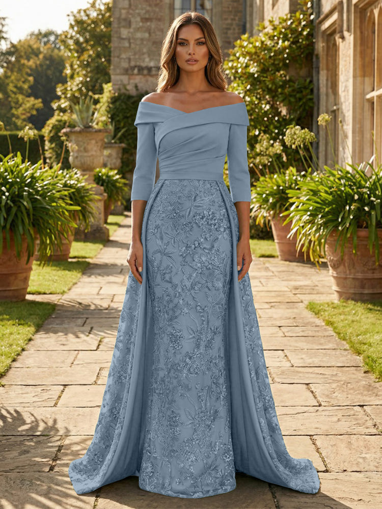Sequin Embroidery Sheath Off the Shoulder Mother of the Bride Dresses
