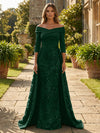 Sequin Embroidery Sheath Off the Shoulder Mother of the Bride Dresses