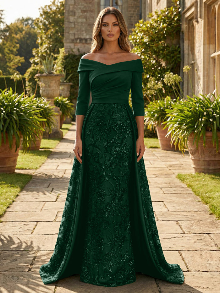 Sequin Embroidery Sheath Off the Shoulder Mother of the Bride Dresses