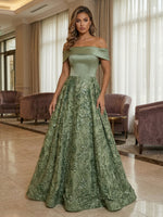 Sequin Embroidery A-Line Off the Shoulder Pleated Evening Dresses