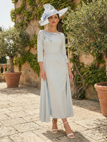 Chiffon Sheath Round Neck Applique Mother of the Bride Dresses