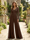 Chiffon V Neck Lace Mother of the Bride Pantsuits