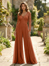 Chiffon V Neck Lace Mother of the Bride Pantsuits
