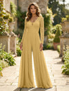 Chiffon V Neck Lace Mother of the Bride Pantsuits