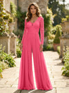 Chiffon V Neck Lace Mother of the Bride Pantsuits
