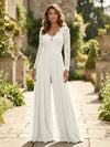 Chiffon V Neck Lace Mother of the Bride Pantsuits