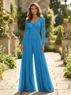 Chiffon V Neck Lace Mother of the Bride Pantsuits