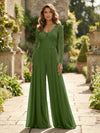Chiffon V Neck Lace Mother of the Bride Pantsuits