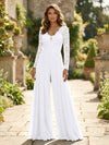 Chiffon V Neck Lace Mother of the Bride Pantsuits